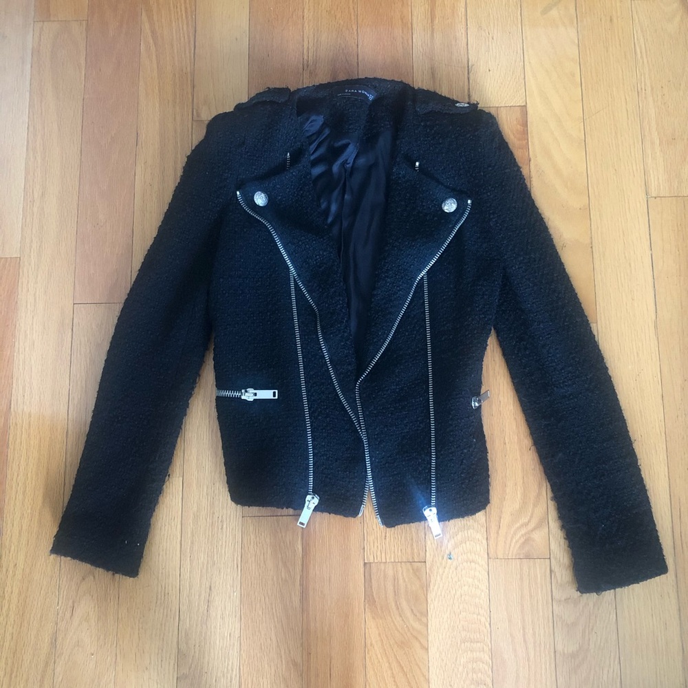 Zara Black Tweed Jacket/Blazer